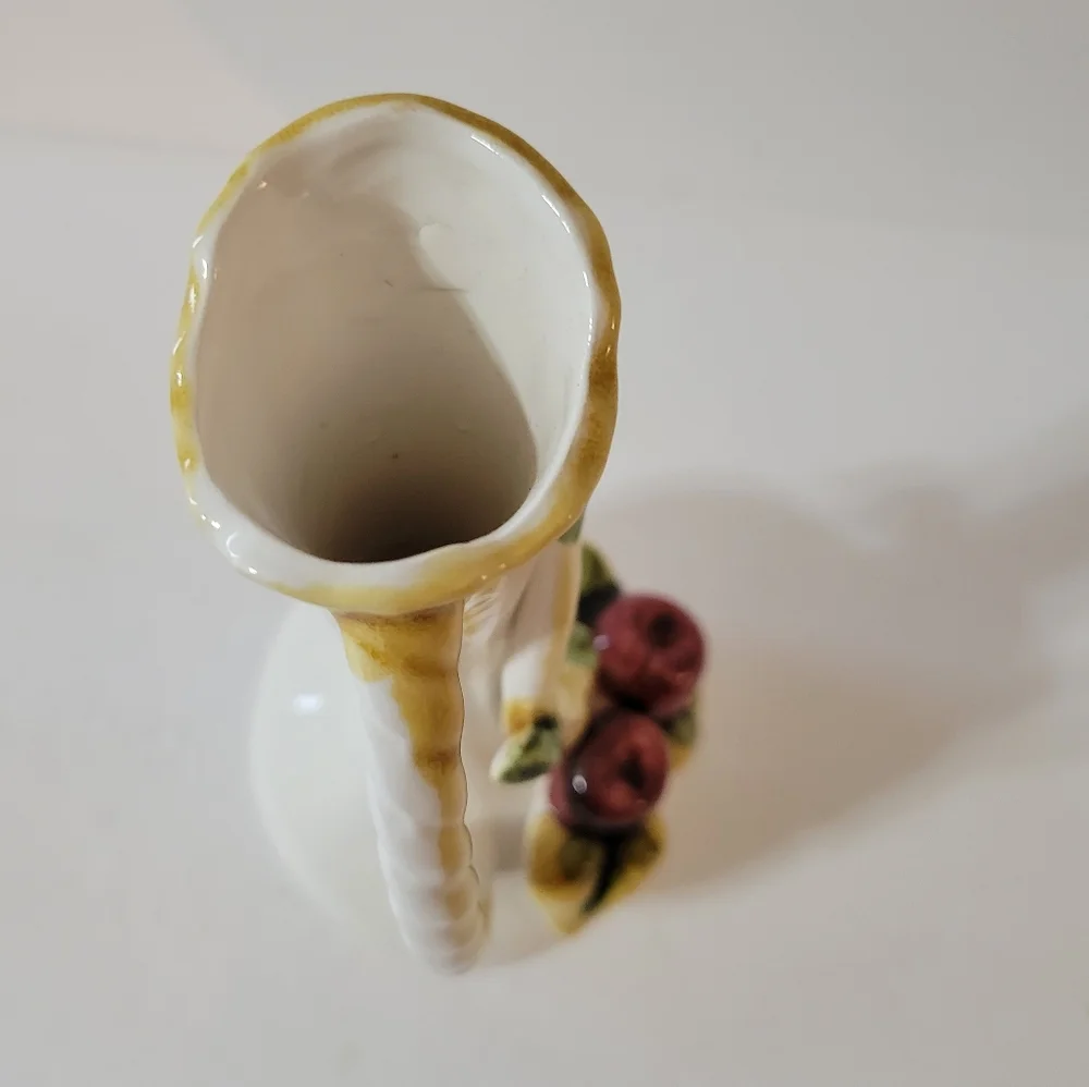 Vintage Enesco Decorative Pitcher Ceramic E3119 Fruit Leaves